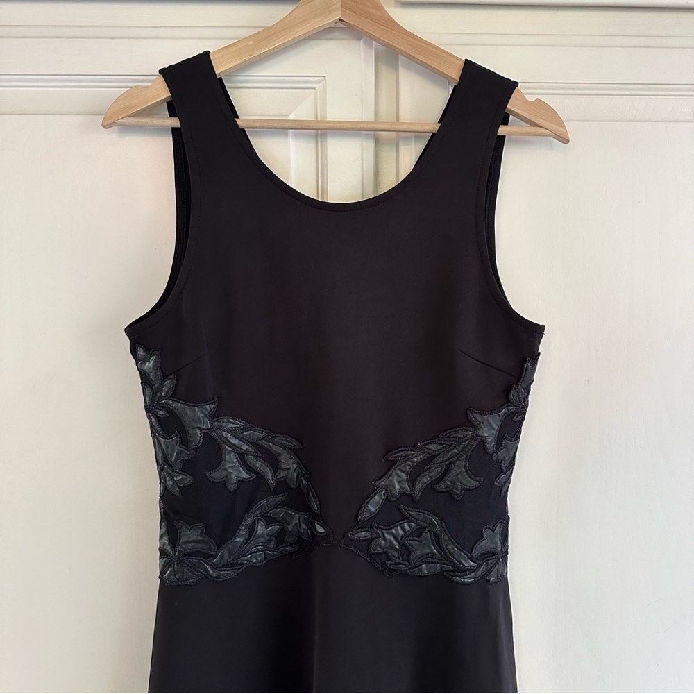 NWT S Mystree Black Faux Leather Embellished A-line Dress